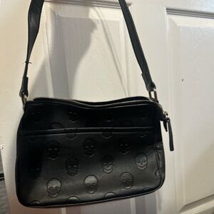 Black Skull Embossed Shoulder Bag